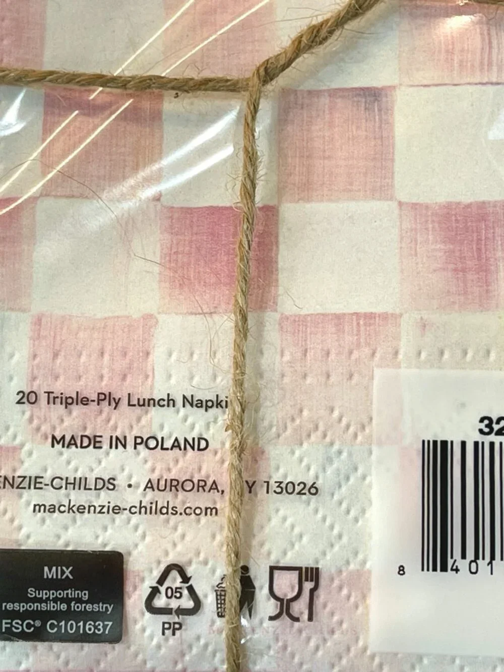 MacKenzie-Childs Rosy Check Napkin and Spreader Gift Set-NEW